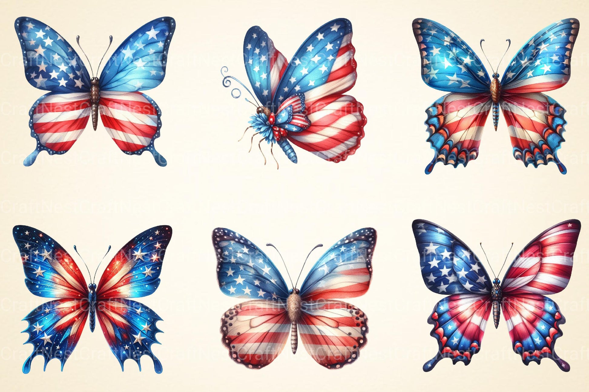 American Flag Butterfly Clipart - CraftNest - Digital Crafting and Art