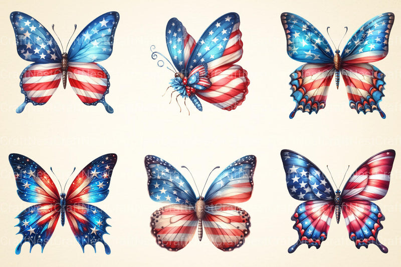 American Flag Butterfly Clipart - CraftNest - Digital Crafting and Art
