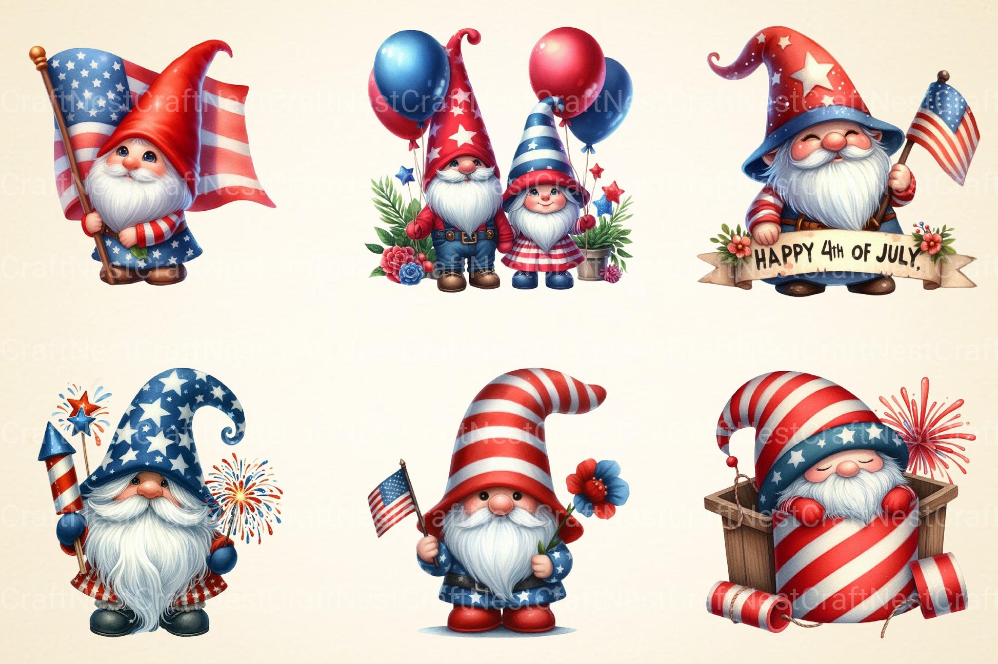 American Gnome Clipart - CraftNest - Digital Crafting and Art