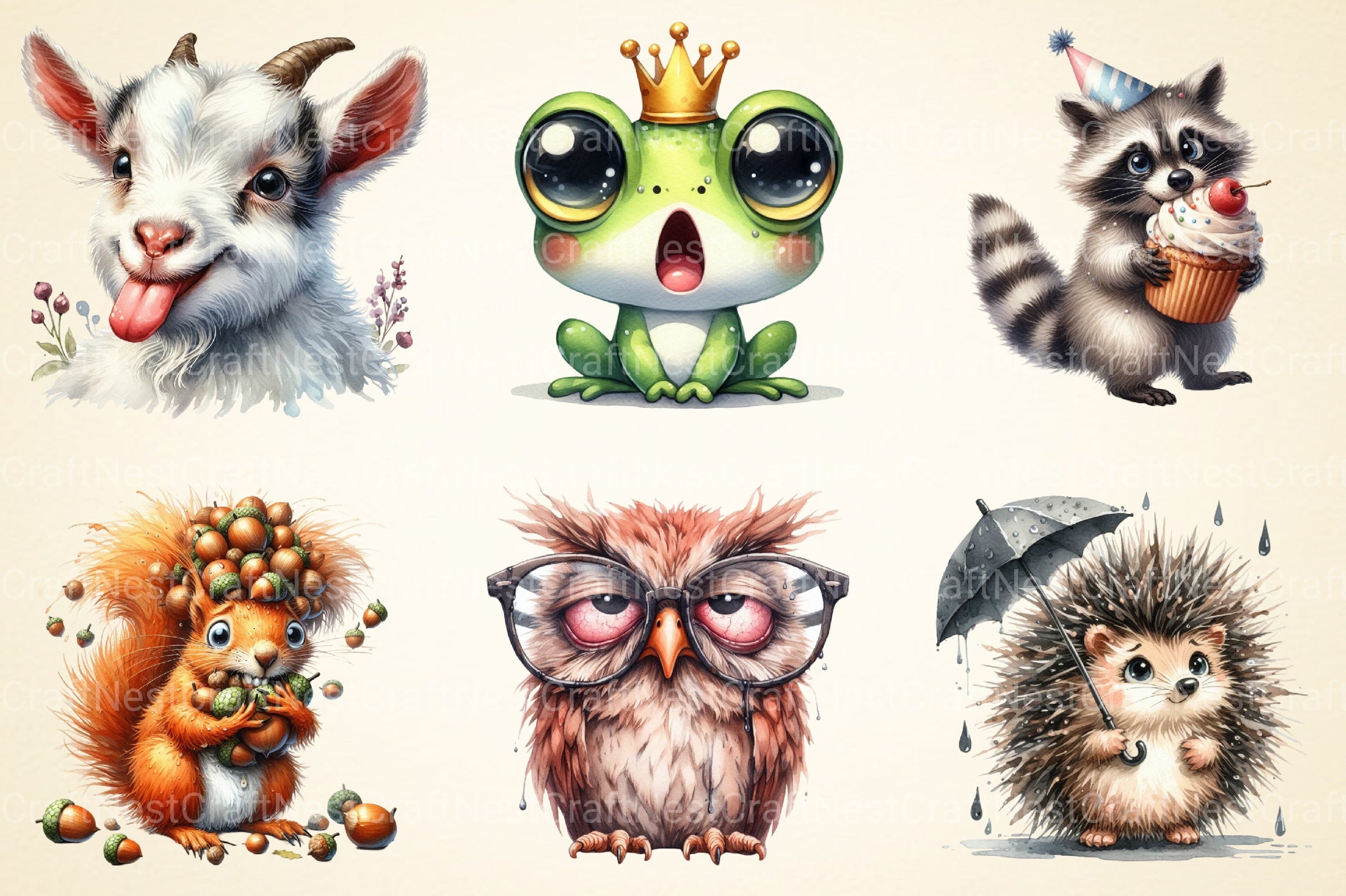 Funny Frazzled Quirky Animals Clipart Bundle - CraftNest - Digital Crafting and Art