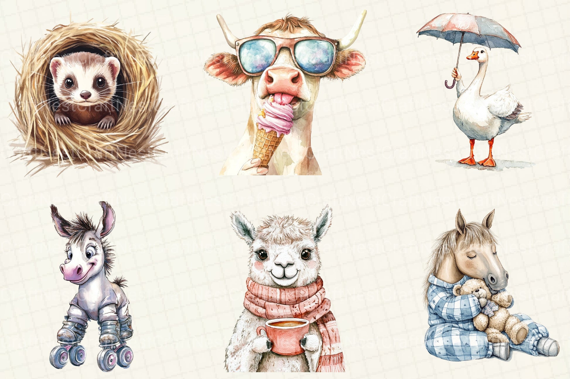 Funny Farm Animals Clipart Bundle - CraftNest - Digital Crafting and Art