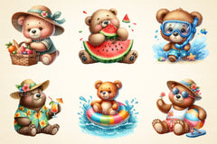 Summer Bear Clipart Bundle - CraftNest - Digital Crafting and Art
