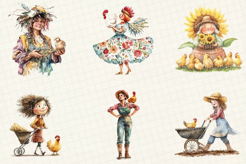 Crazy Chicken Lady Clipart Bundle - CraftNest - Digital Crafting and Art