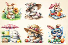 Summer Bunnies Clipart Bundle - CraftNest - Digital Crafting and Art