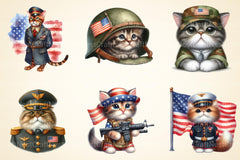 Cat in Military Clothes 4th of July Patriotic Clipart Cat Cl - CraftNest - Digital Crafting and Art
