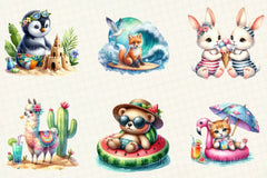 Cute Summer Animals Clipart - CraftNest - Digital Crafting and Art