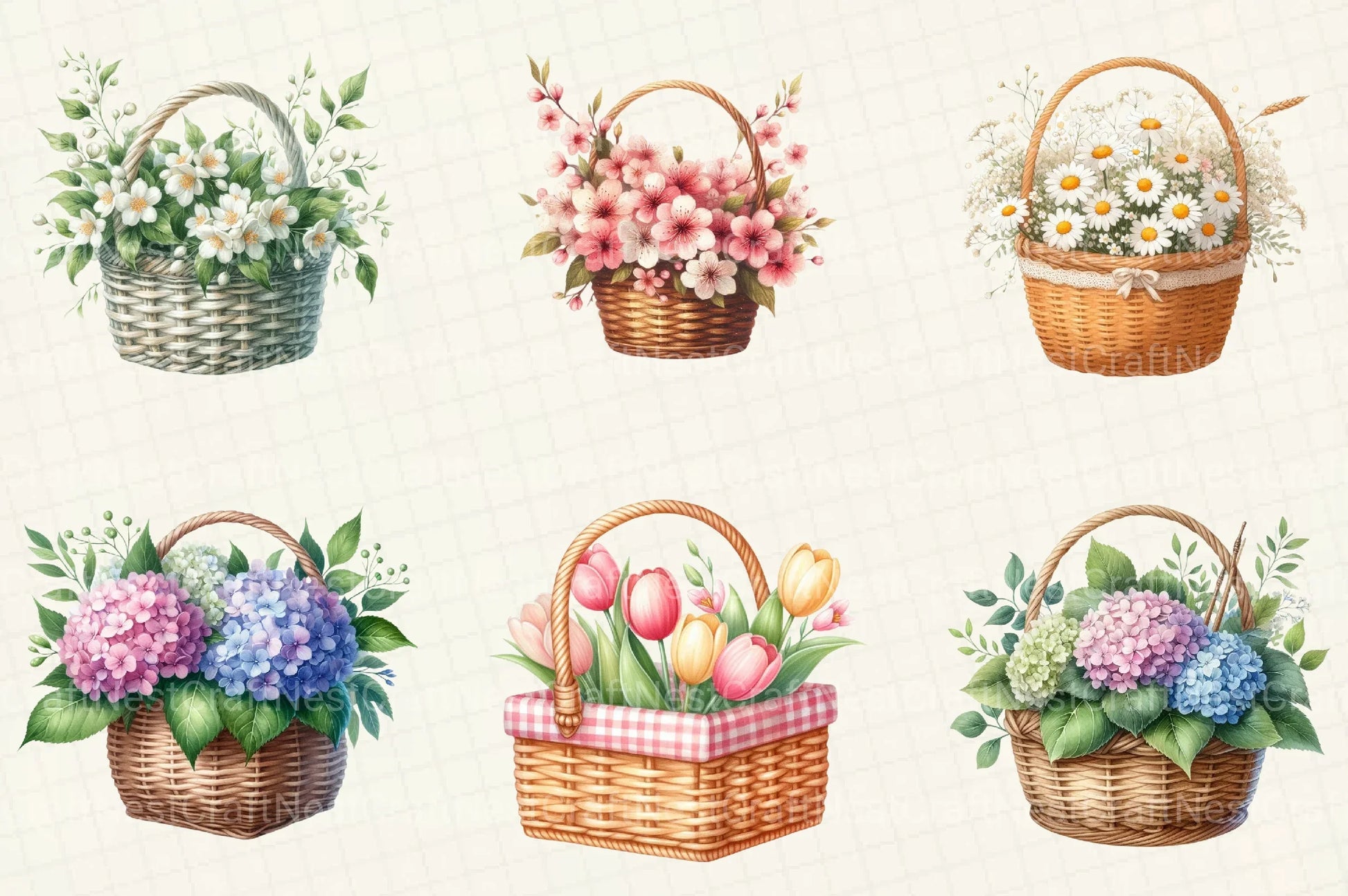 Flower Basket Clipart Bundle - CraftNest - Digital Crafting and Art