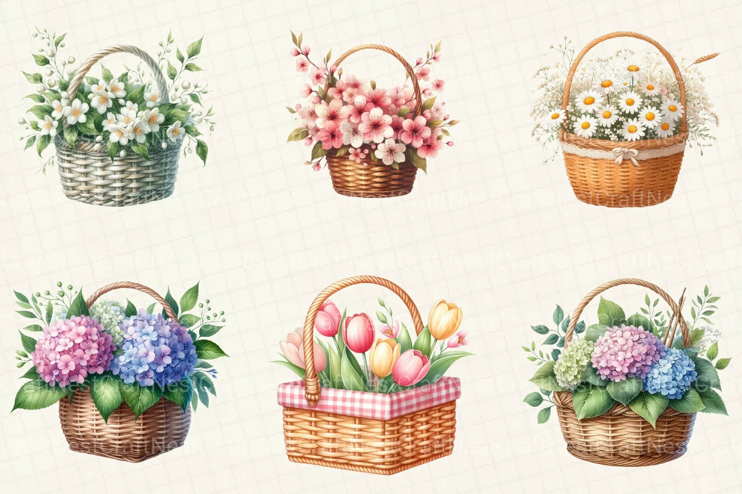Flower Basket Clipart Bundle - CraftNest - Digital Crafting and Art