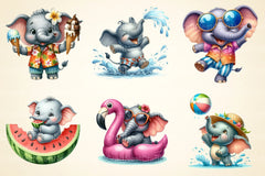 Summer Elephant Clipart Bundle - CraftNest - Digital Crafting and Art