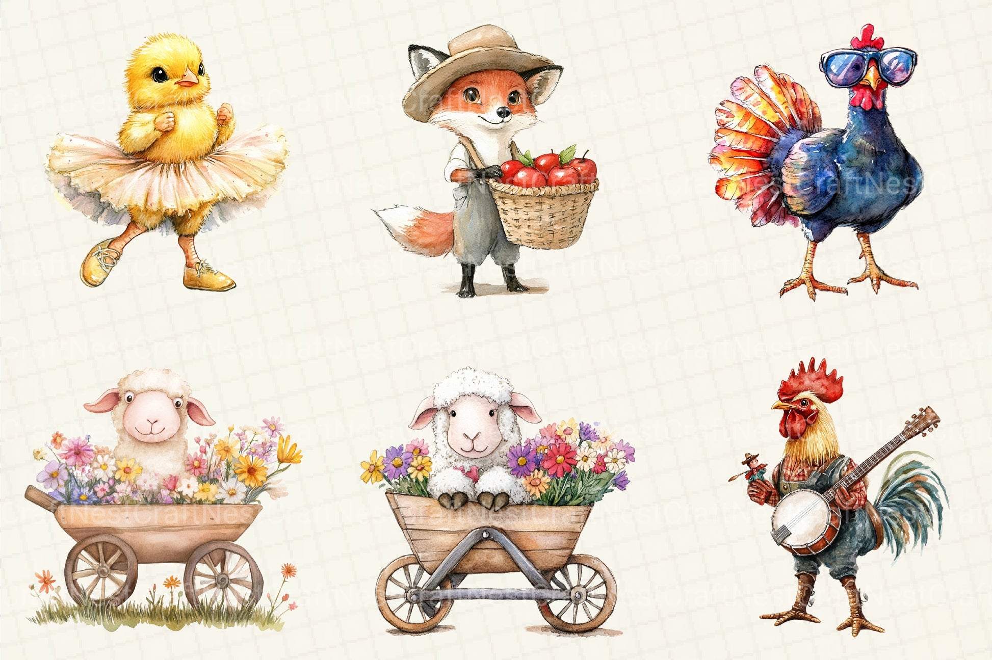 Funny Farm Animals Clipart Bundle - CraftNest - Digital Crafting and Art
