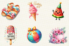 Summer Happy Birthday Clipart - CraftNest - Digital Crafting and Art
