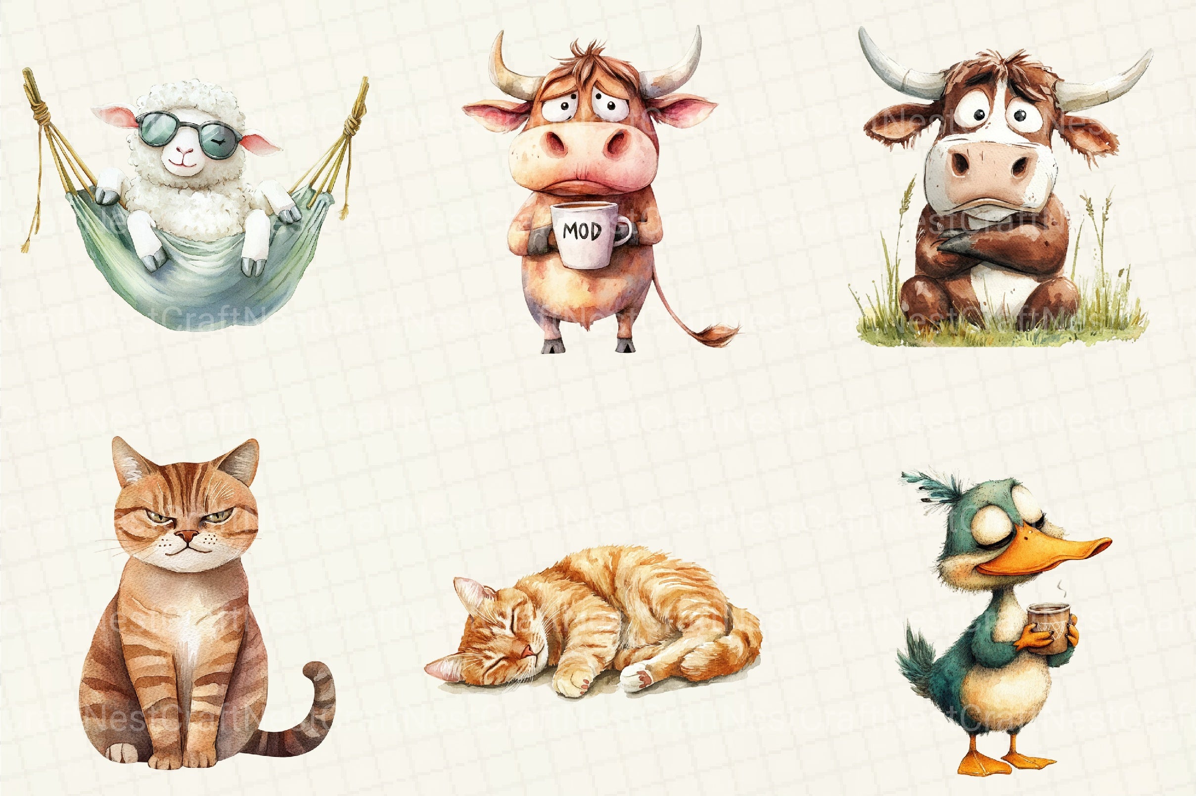 Sarcastic & Funny Farm Animals Clipart Bundle - CraftNest - Digital Crafting and Art