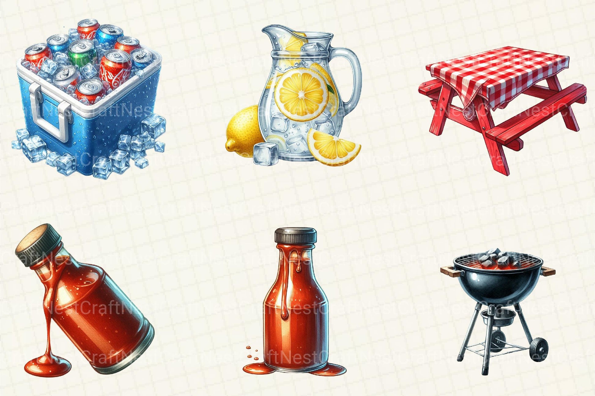Summer BBQ Party Clipart - CraftNest - Digital Crafting and Art