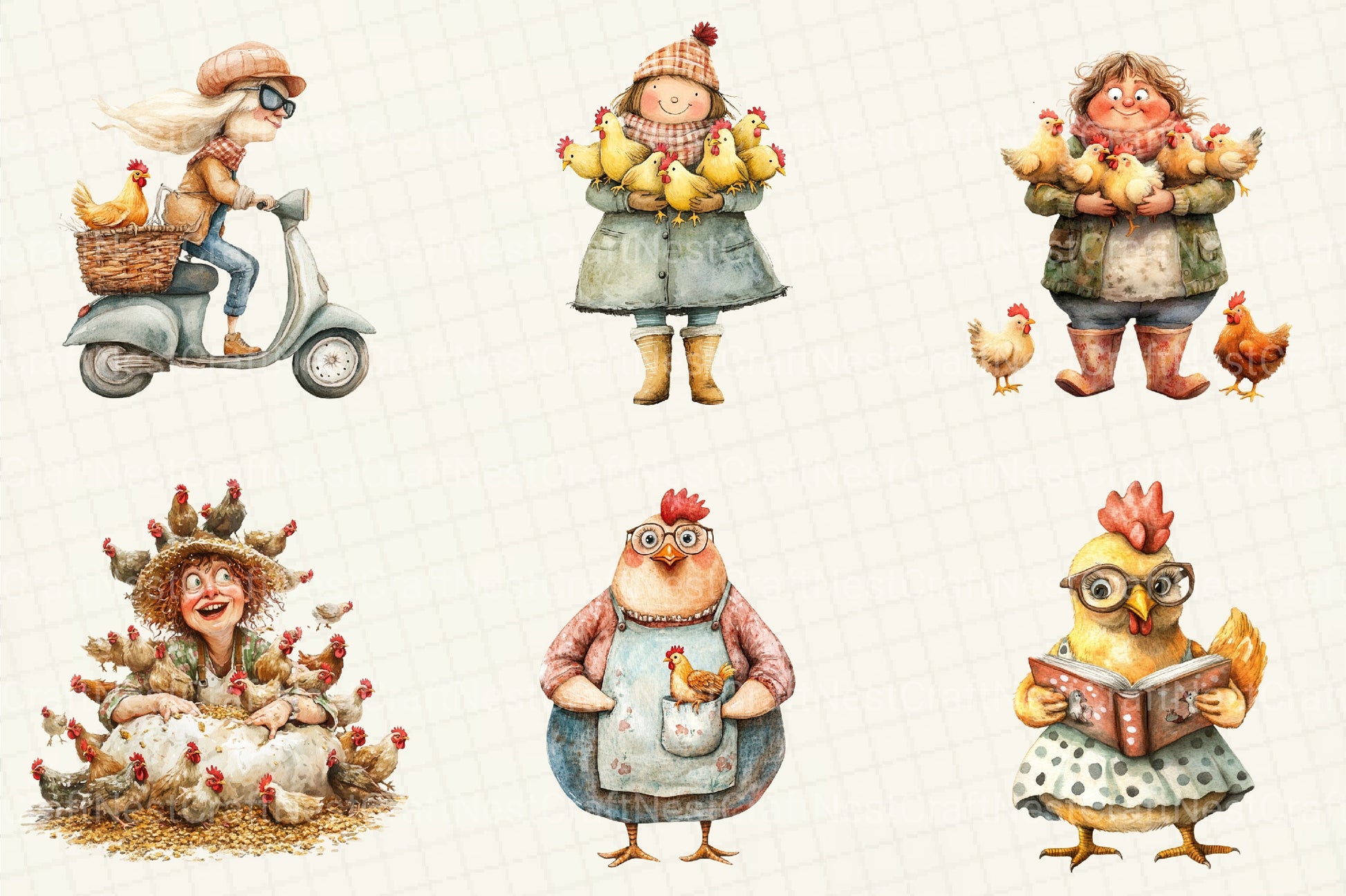 Crazy Chicken Lady Clipart Bundle - CraftNest - Digital Crafting and Art