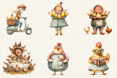 Crazy Chicken Lady Clipart Bundle - CraftNest - Digital Crafting and Art