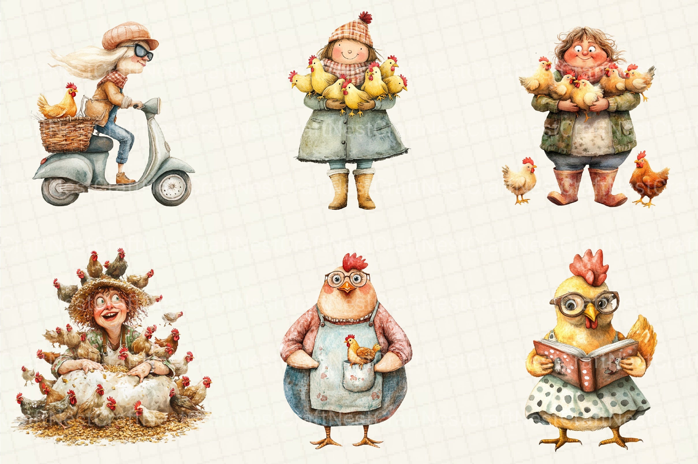 Crazy Chicken Lady Clipart Bundle - CraftNest - Digital Crafting and Art