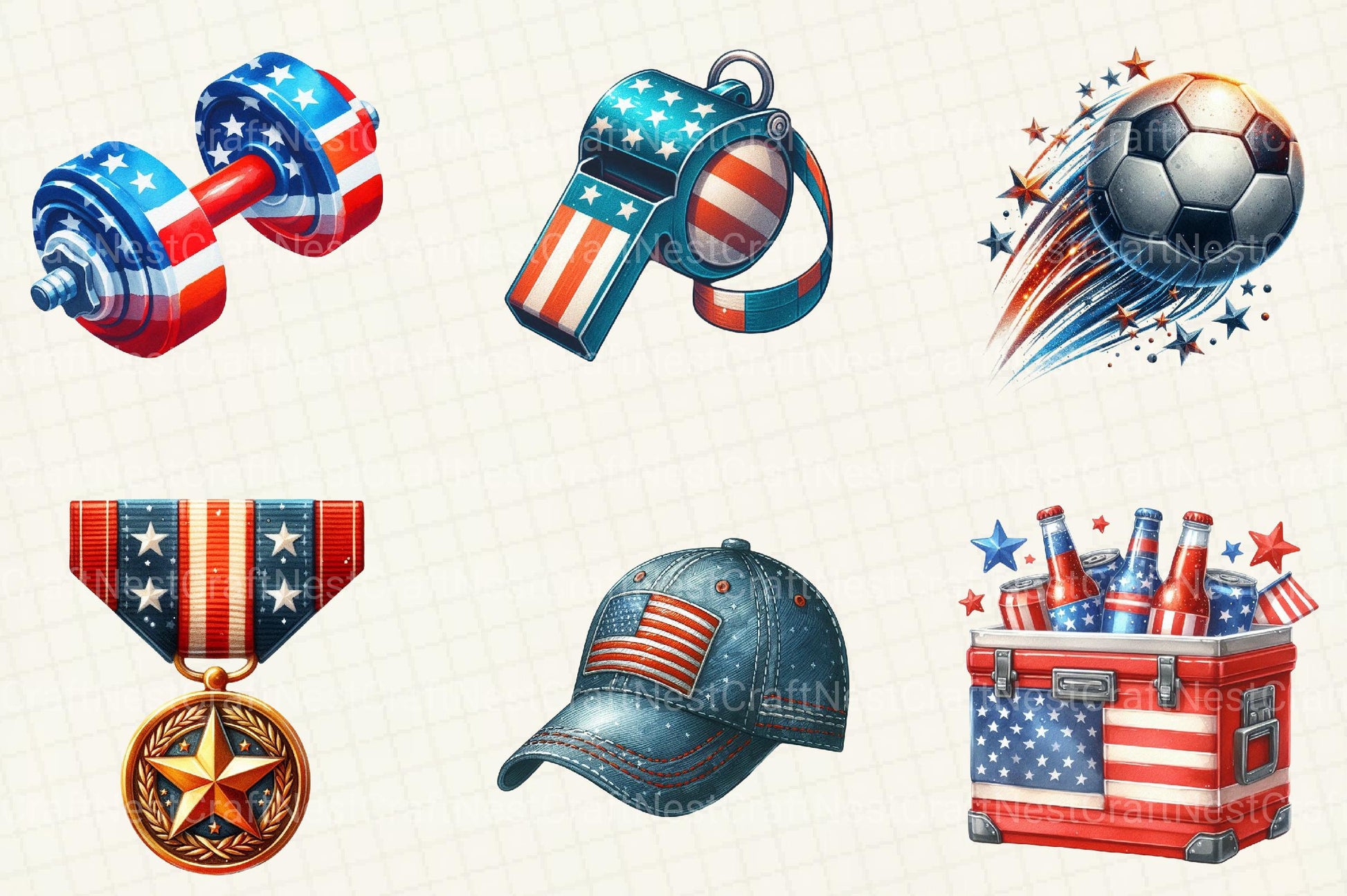 Patriotic Sports Elements Clipart - CraftNest - Digital Crafting and Art