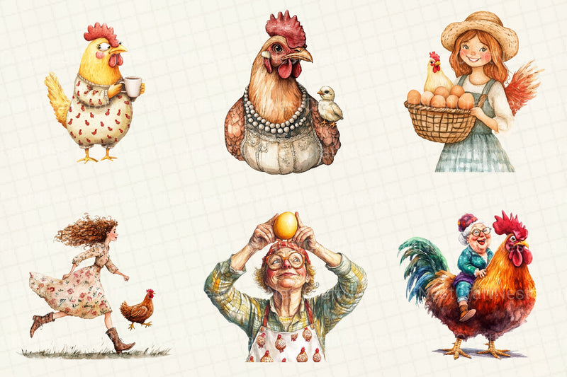 Crazy Chicken Lady Clipart Bundle - CraftNest - Digital Crafting and Art