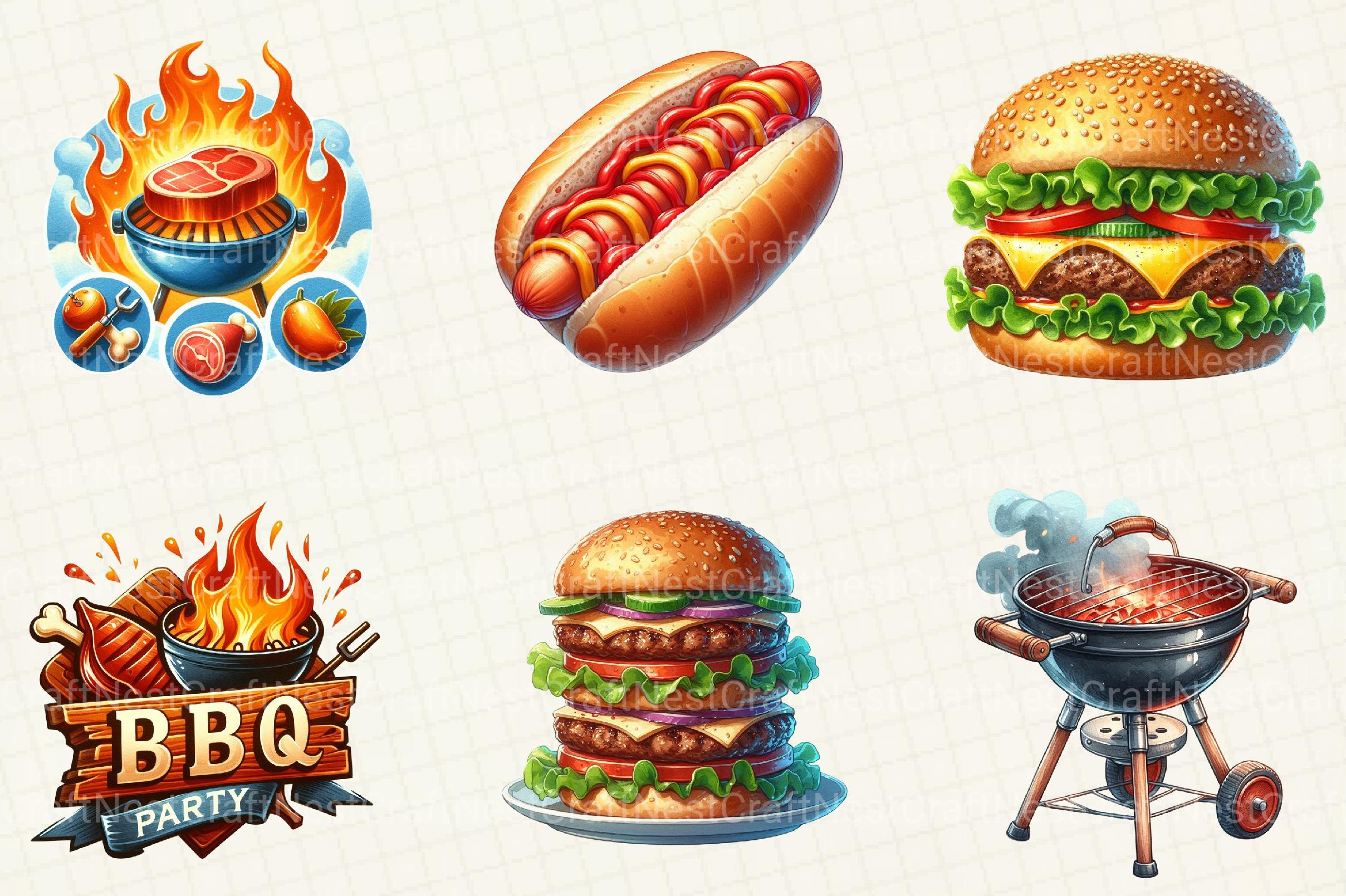 Summer BBQ Party Clipart - CraftNest - Digital Crafting and Art