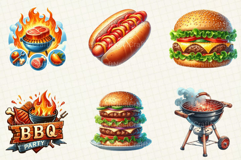 Summer BBQ Party Clipart - CraftNest - Digital Crafting and Art