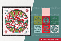 O Holy Night Retro Style Layered Papercut SVG Bundle - CraftNest - Digital Crafting and Art
