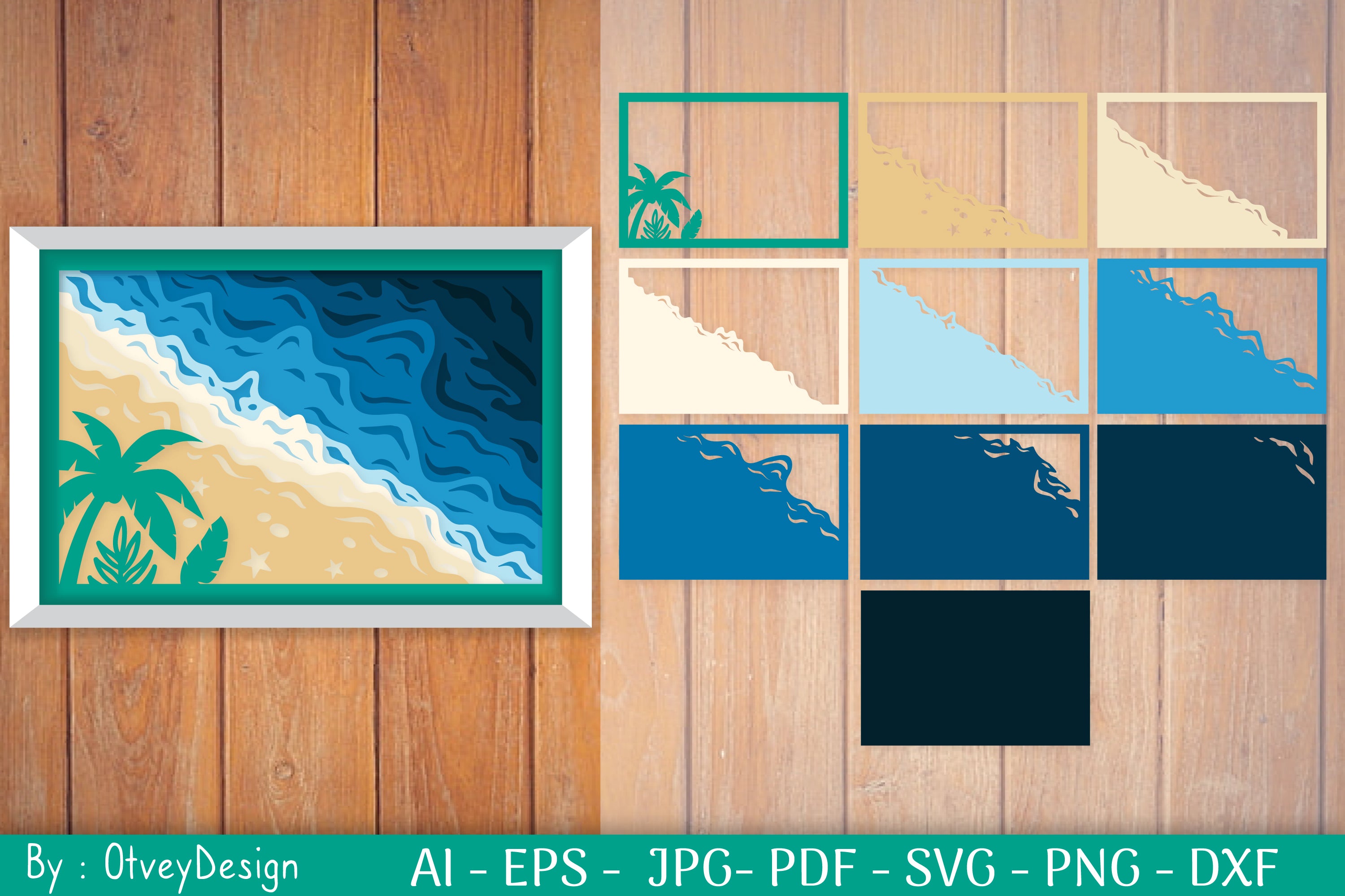 Ocean Shadow Box SVG Bundle for Cricut