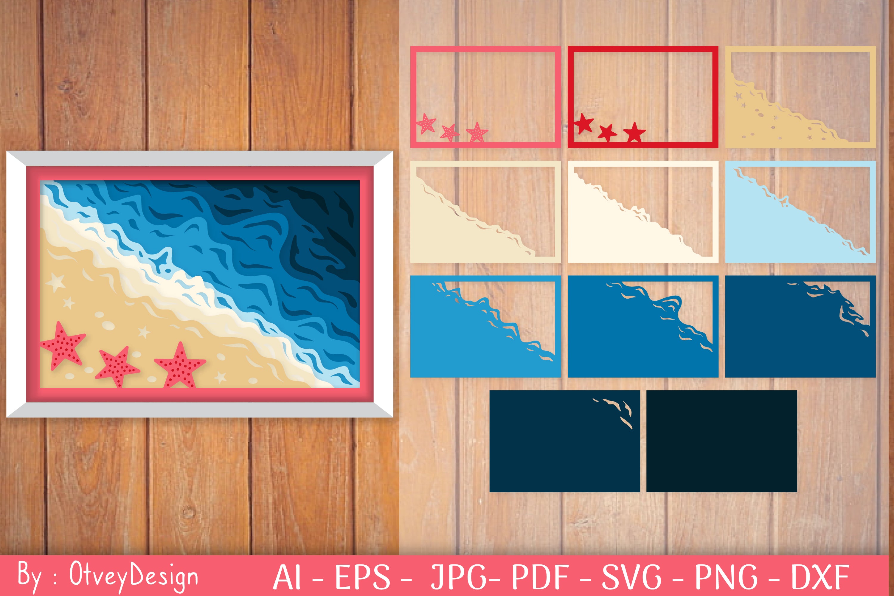Ocean Shadow Box SVG Bundle for Cricut