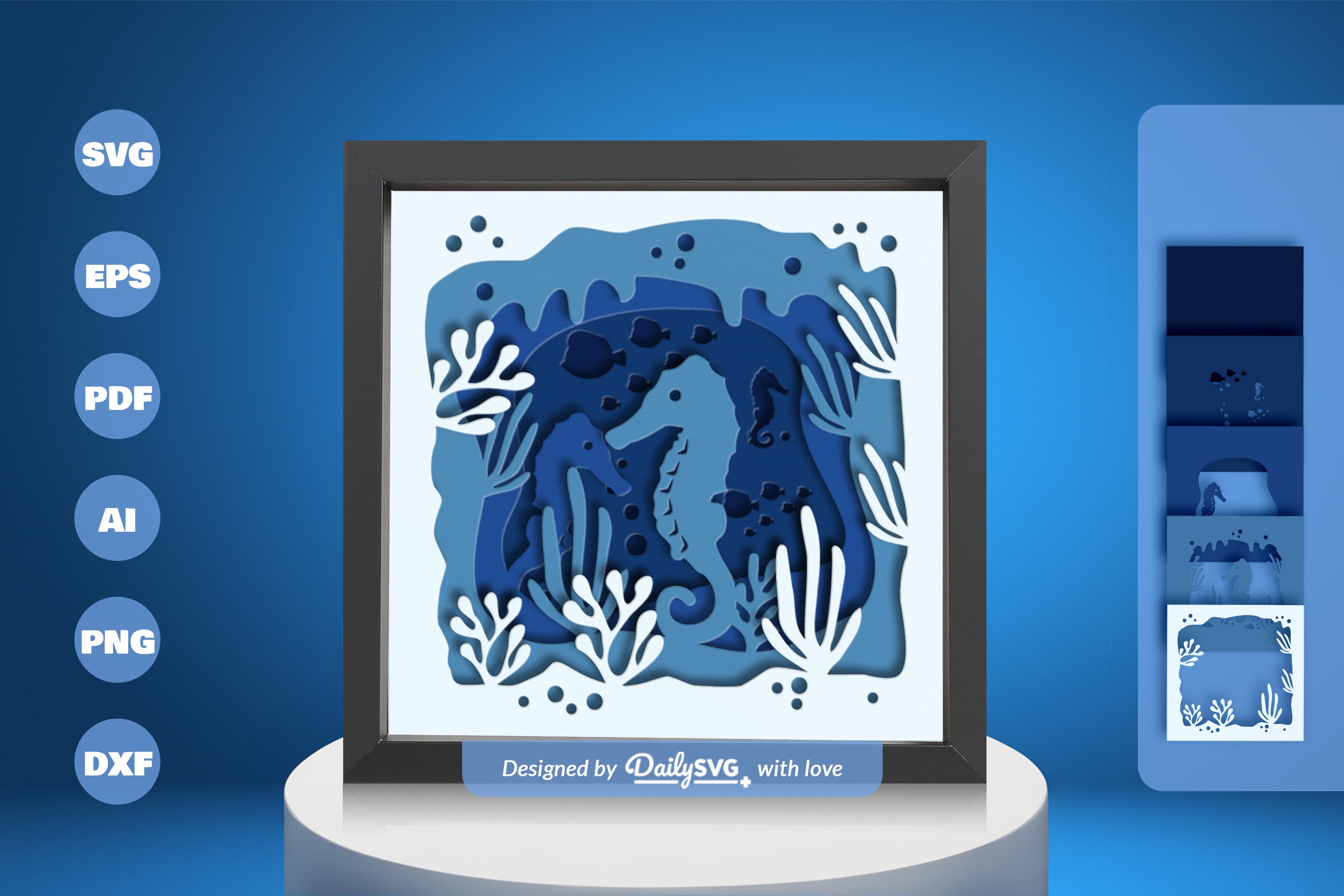 Ocean Seahorse Papercut SVG Bundle
