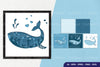 Ocean Inside Whale Layered Papercut Clipart Bundle