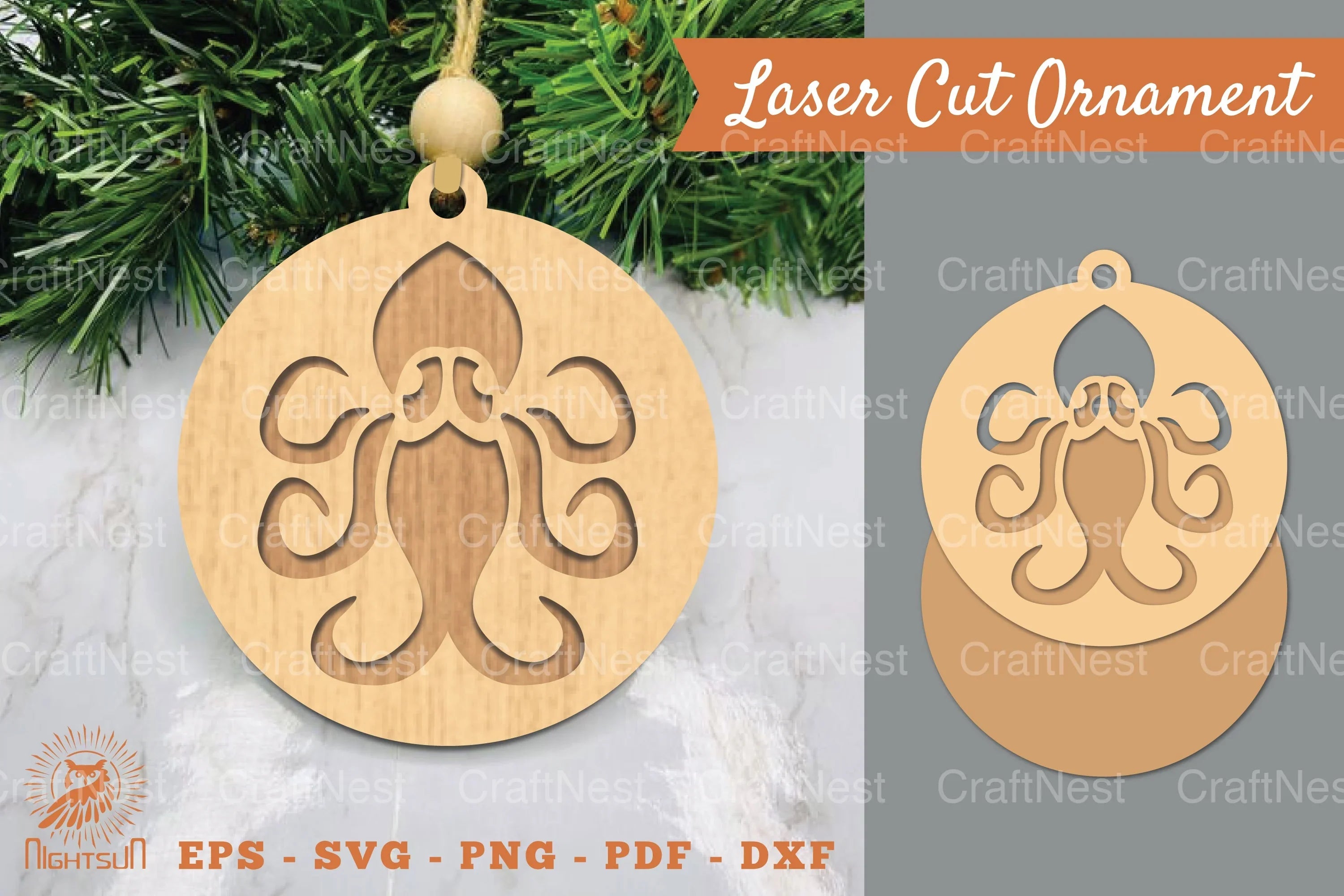 Octopus Laser Cut Ornament Clipart Bundle - CraftNest - Digital Crafting and Art
