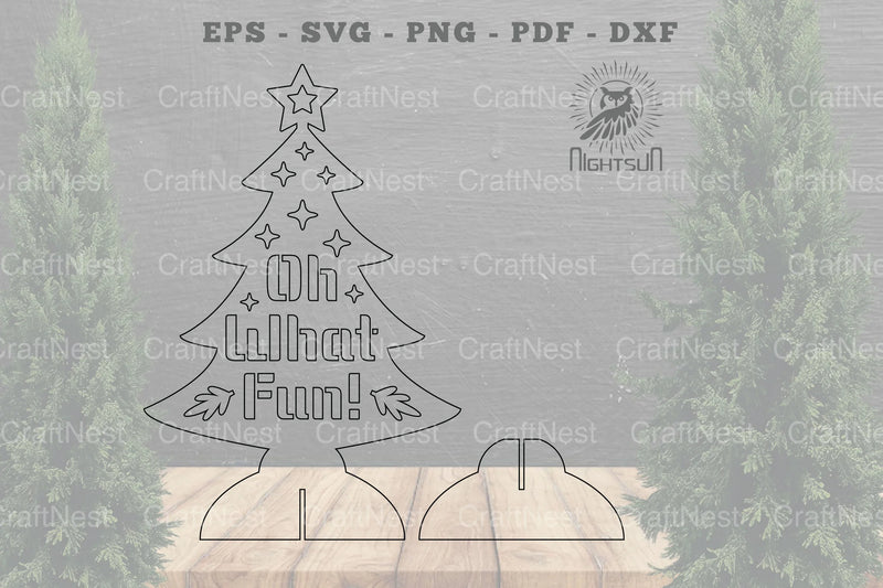 Oh What Fun Christmas Tree Laser Cut Home Decor Clipart Bundle - CraftNest - Digital Crafting and Art