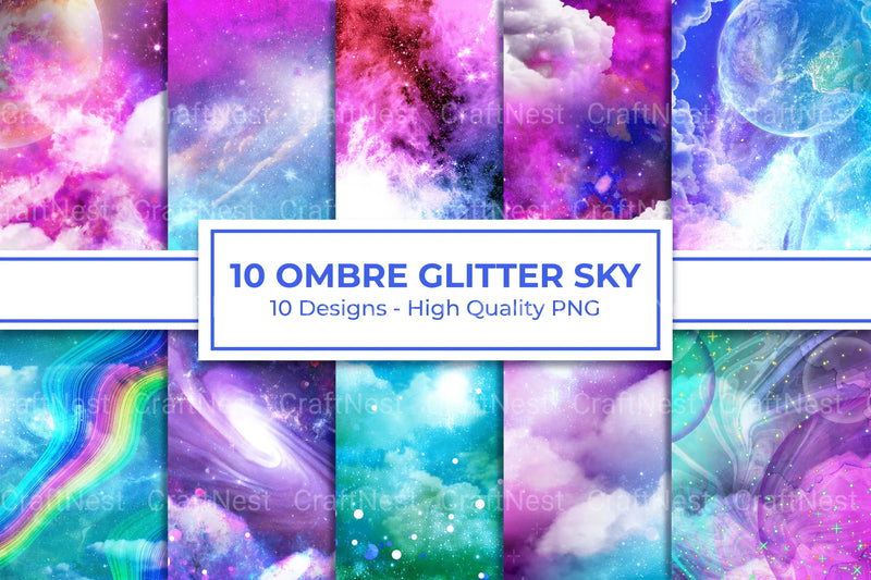 Ombre Glitter Sky Clipart Bundle - CraftNest - Digital Crafting and Art