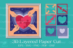 One Heart 3D Layered Papercut Design Bundle - CraftNest - Digital Crafting and Art