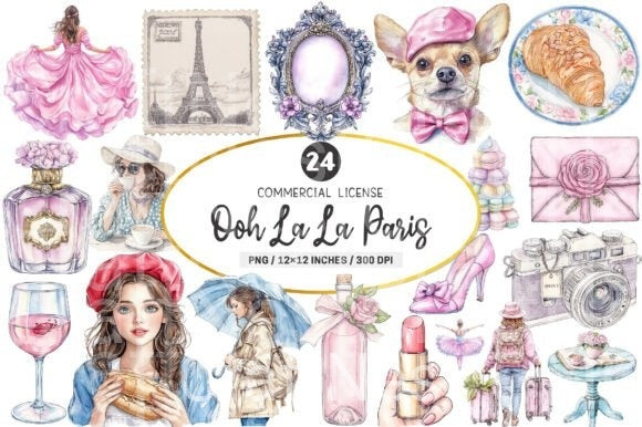 Ooh La Paris Clipart Bundle - CraftNest - Digital Crafting and Art