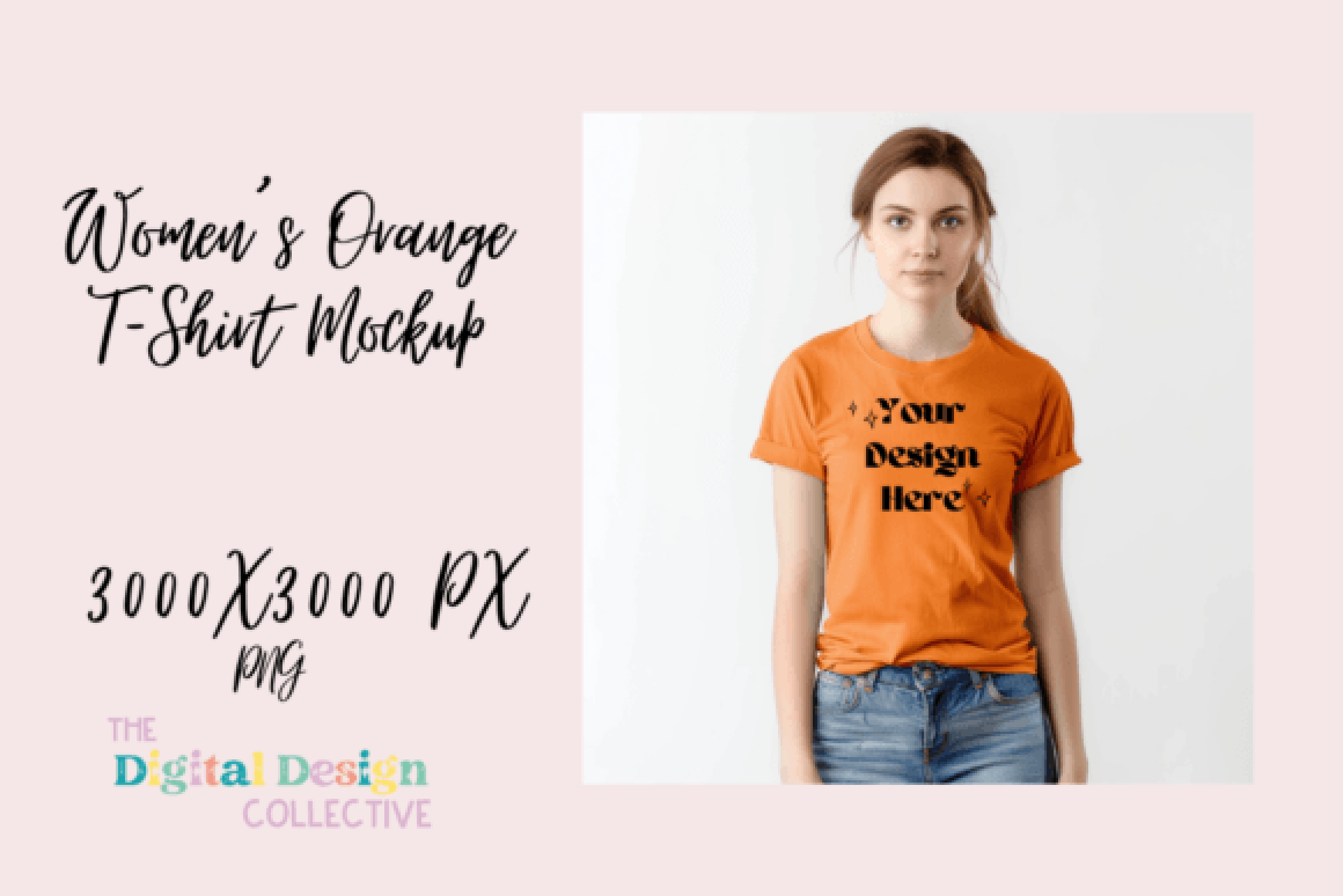 Women's Orange T-shirt Mockup