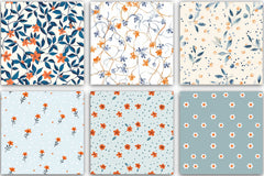 Orange & Blue Floral Pattern Clipart Bundle - CraftNest - Digital Crafting and Art