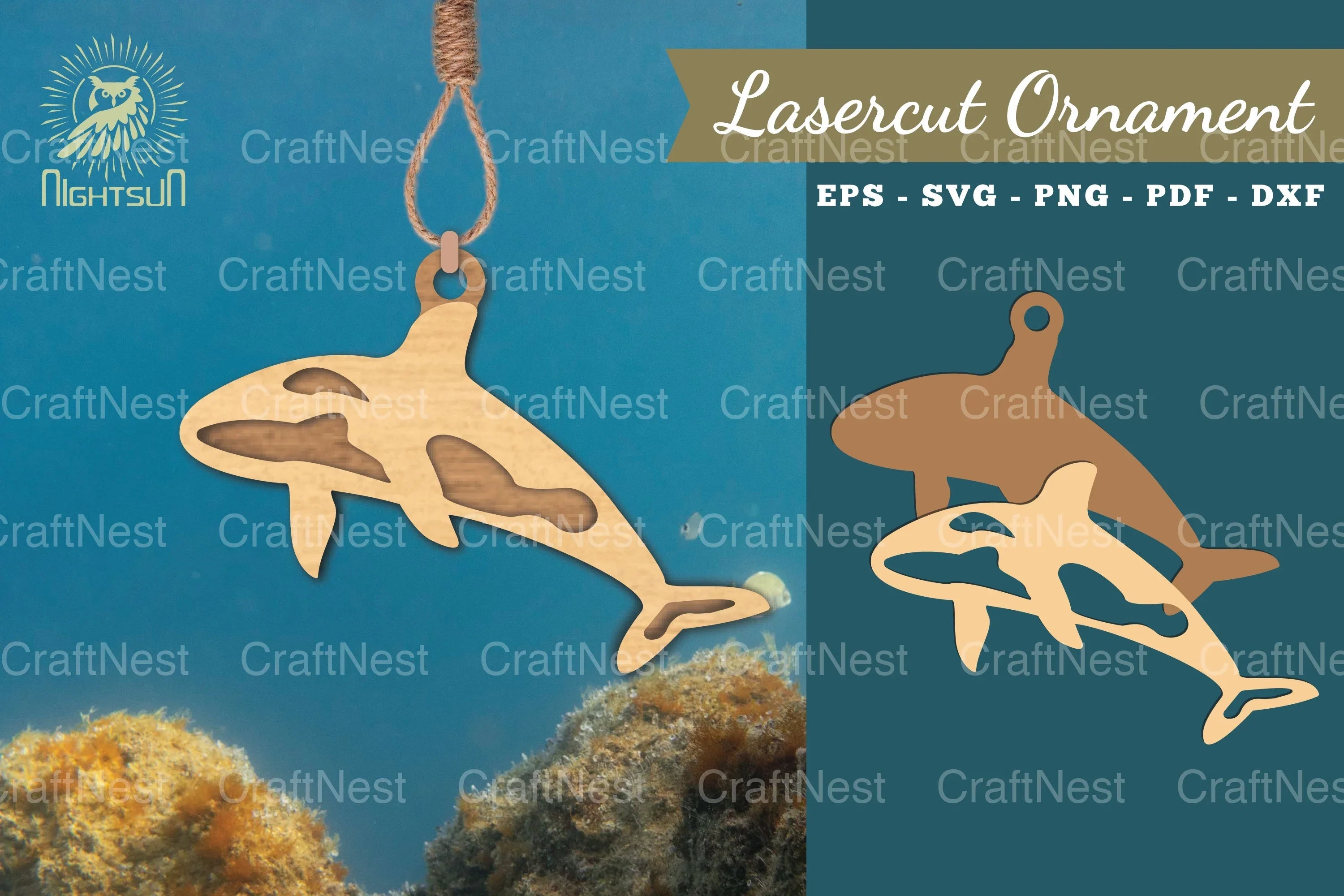 Orca Whale Laser Cut Ornament Clipart Bundle - CraftNest - Digital Crafting and Art