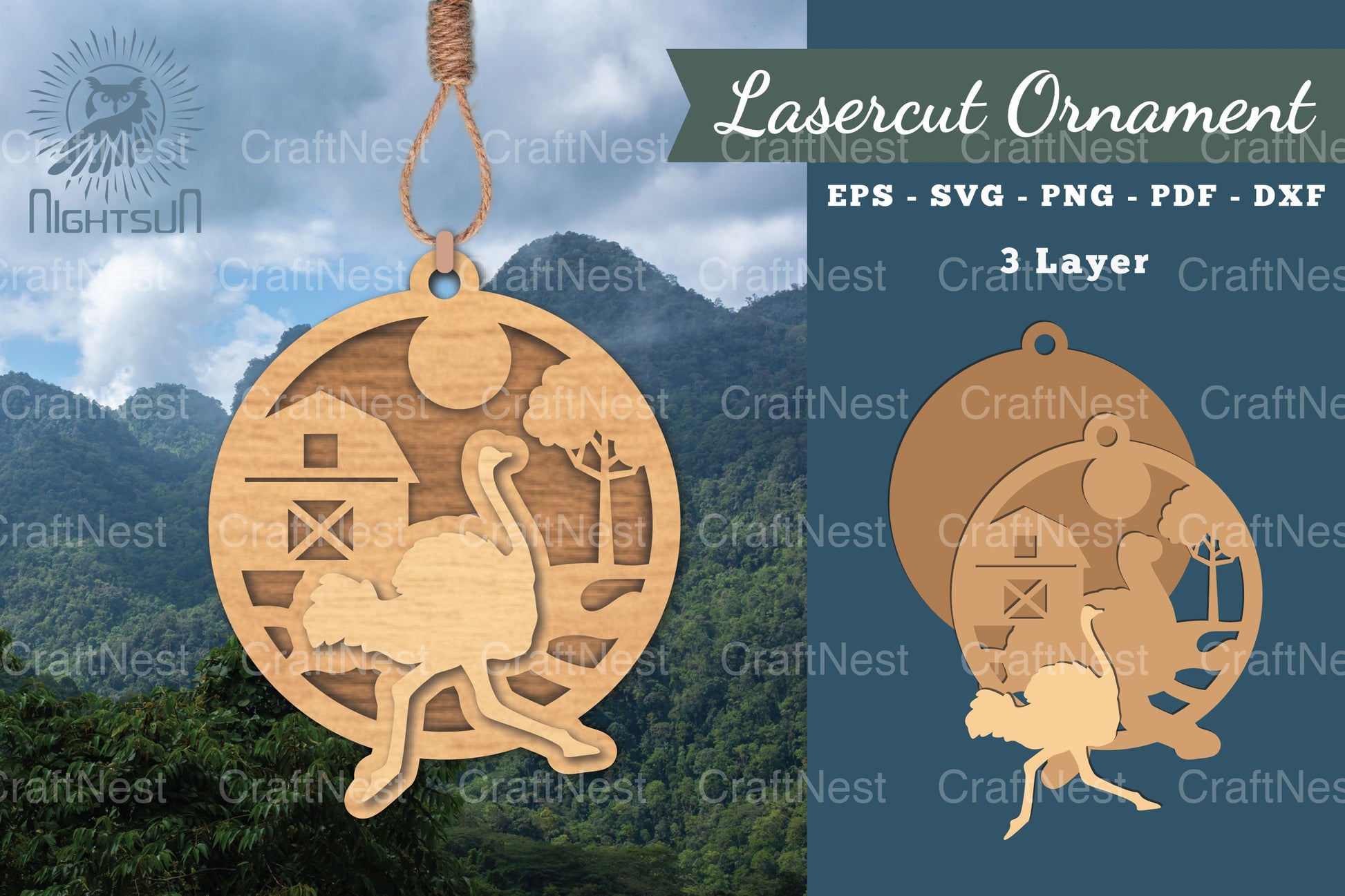 Ostrich Farm Laser Cut Ornament Clipart Bundle - CraftNest - Digital Crafting and Art