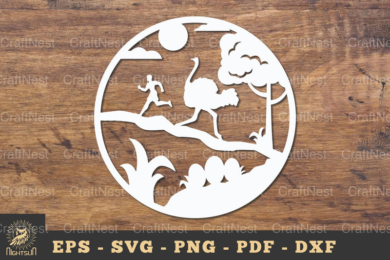 Ostrich Papercut Round Clipart Bundle - CraftNest - Digital Crafting and Art