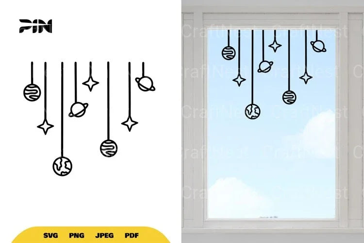 Outer Space Window Decal SVG Bundle - CraftNest - Digital Crafting and Art