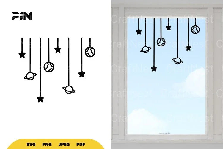 Outer Space Window Decal SVG Bundle - CraftNest - Digital Crafting and Art