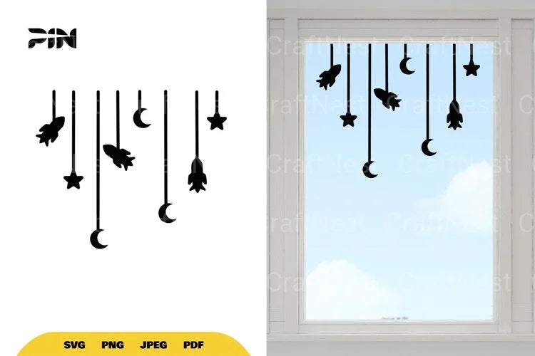 Outer Space Window Decal Clipart Bundle - CraftNest - Digital Crafting and Art