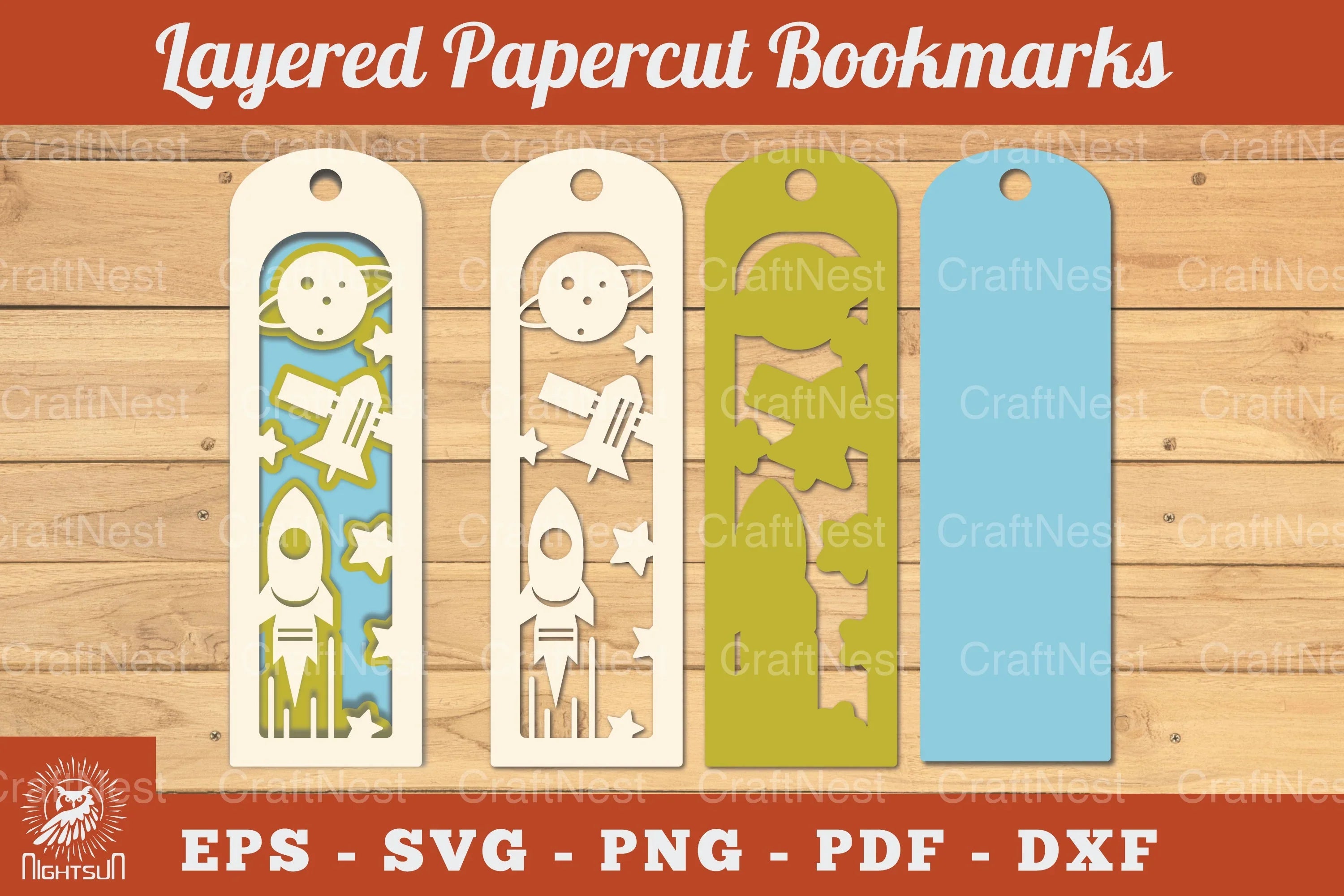 Outer Space Papercut Bookmark SVG Bundle - CraftNest - Digital Crafting and Art