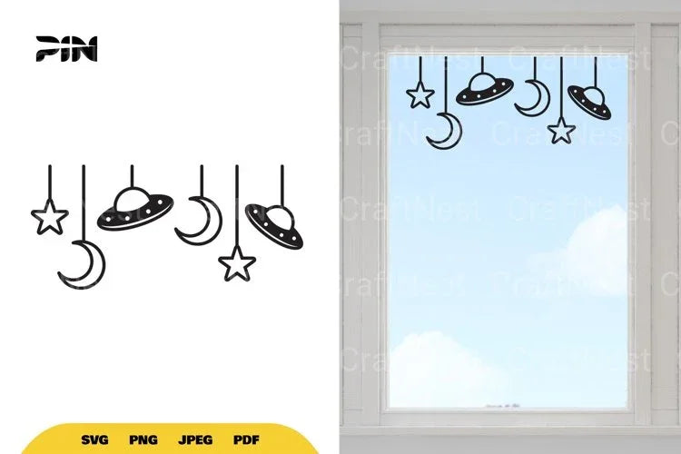 Outer Space Window Decal SVG Bundle - CraftNest - Digital Crafting and Art