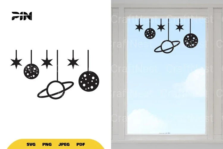 Outer Space Window Decal SVG Bundle - CraftNest - Digital Crafting and Art