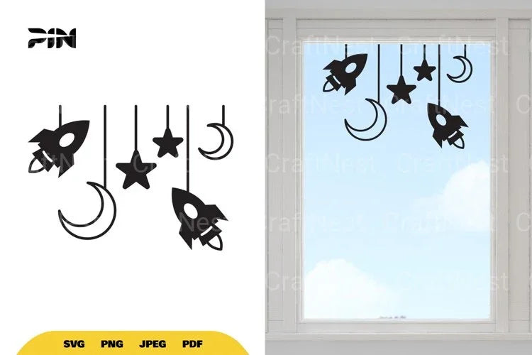 Outer Space Window Decal SVG Bundle - CraftNest - Digital Crafting and Art