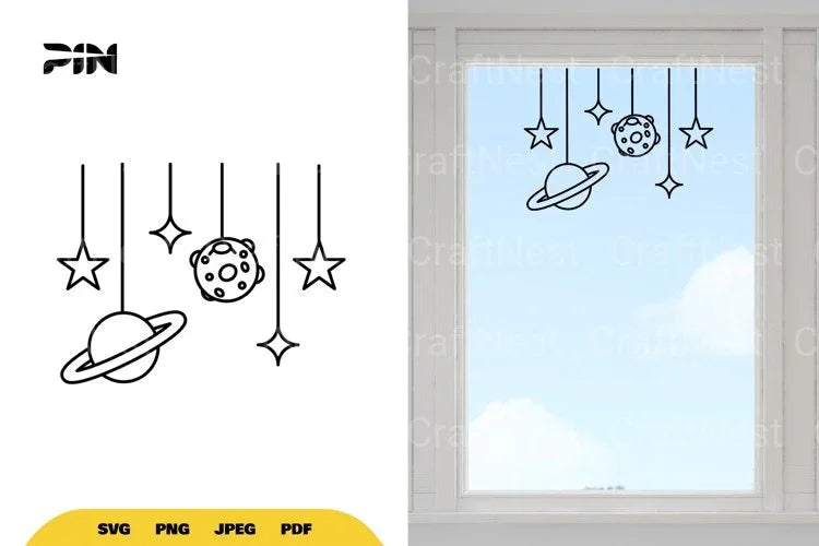 Outer Space Window Decal Clipart Bundle - CraftNest - Digital Crafting and Art