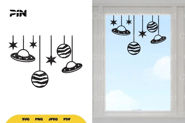 Outer Space Window Decal SVG Bundle - CraftNest - Digital Crafting and Art