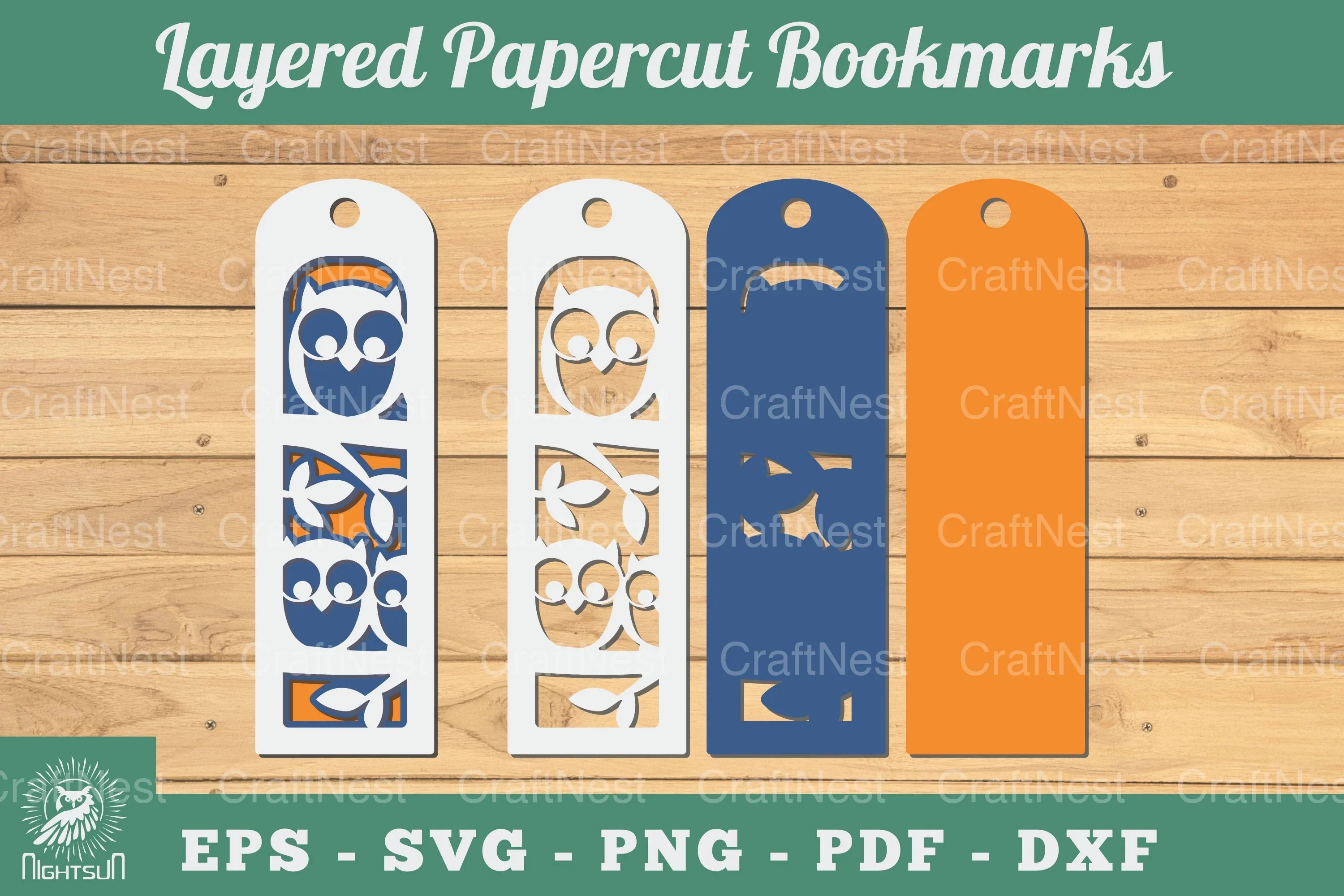 Owl 3D Papercut Bookmarks Clipart Bundle - CraftNest - Digital Crafting and Art
