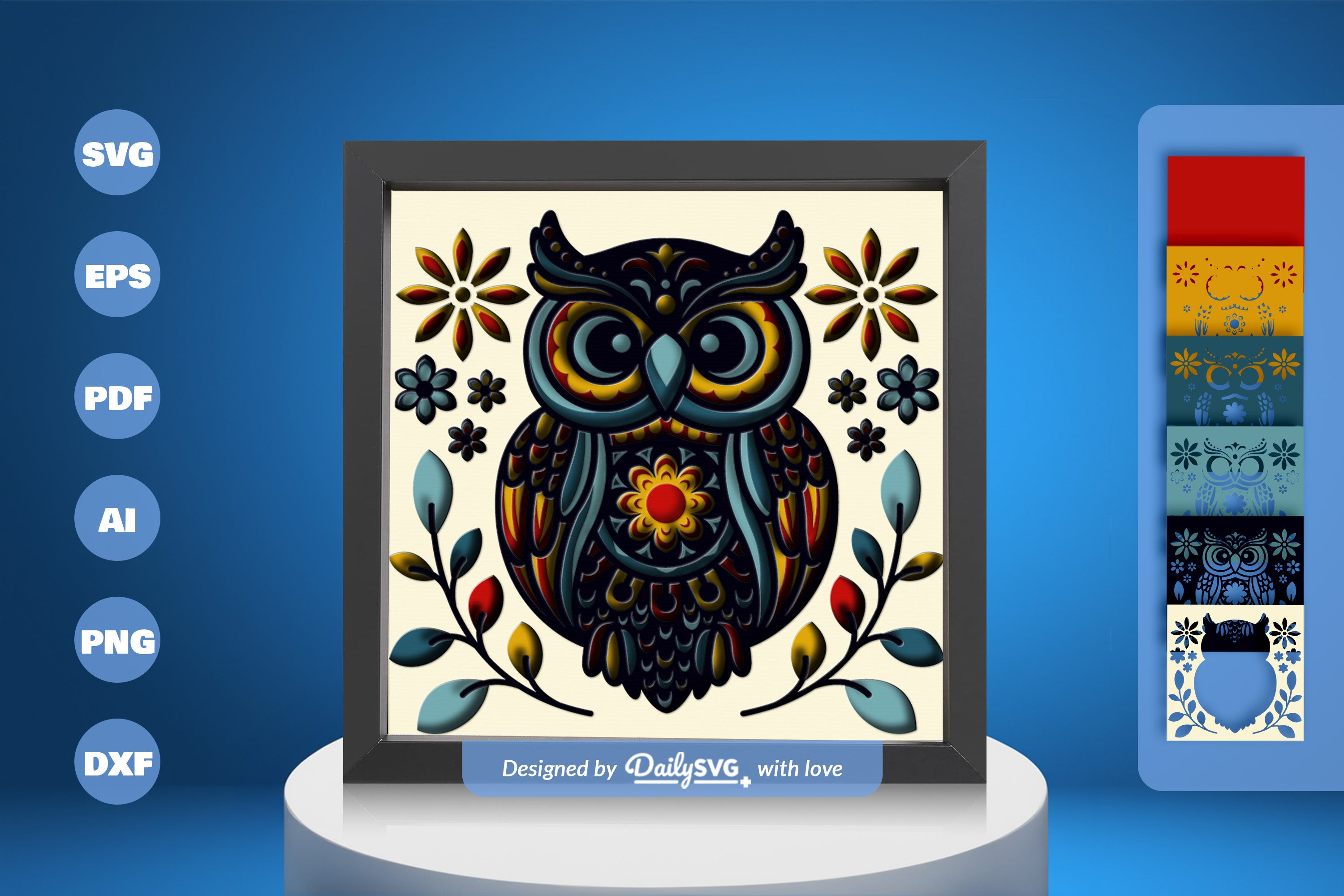Owl Folk Art Papercut SVG Bundle 4